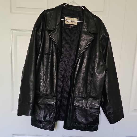 Wilsons Leather Black Trench Coat Genuine Leather - Picture 1 of 7
